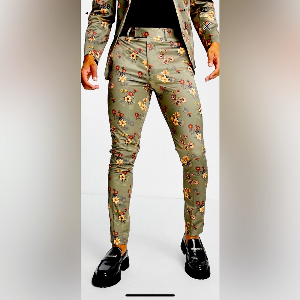Men’s ASOS Design floral print skinny suit pants size 30/30